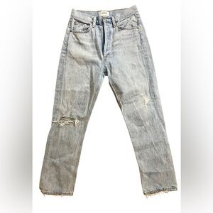 AGOLDE Jeans Women’s 25 Riley High Rise Straight Leg Crop? Denim Blue Distressed